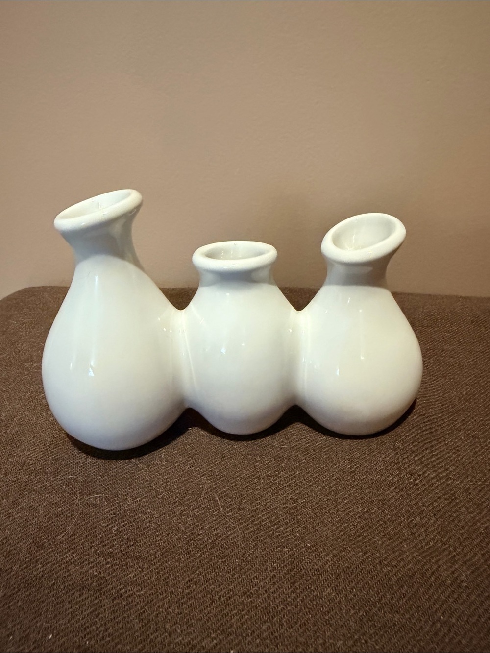 White Triple Bud Vase - Contemporary Ceramic Home Accent